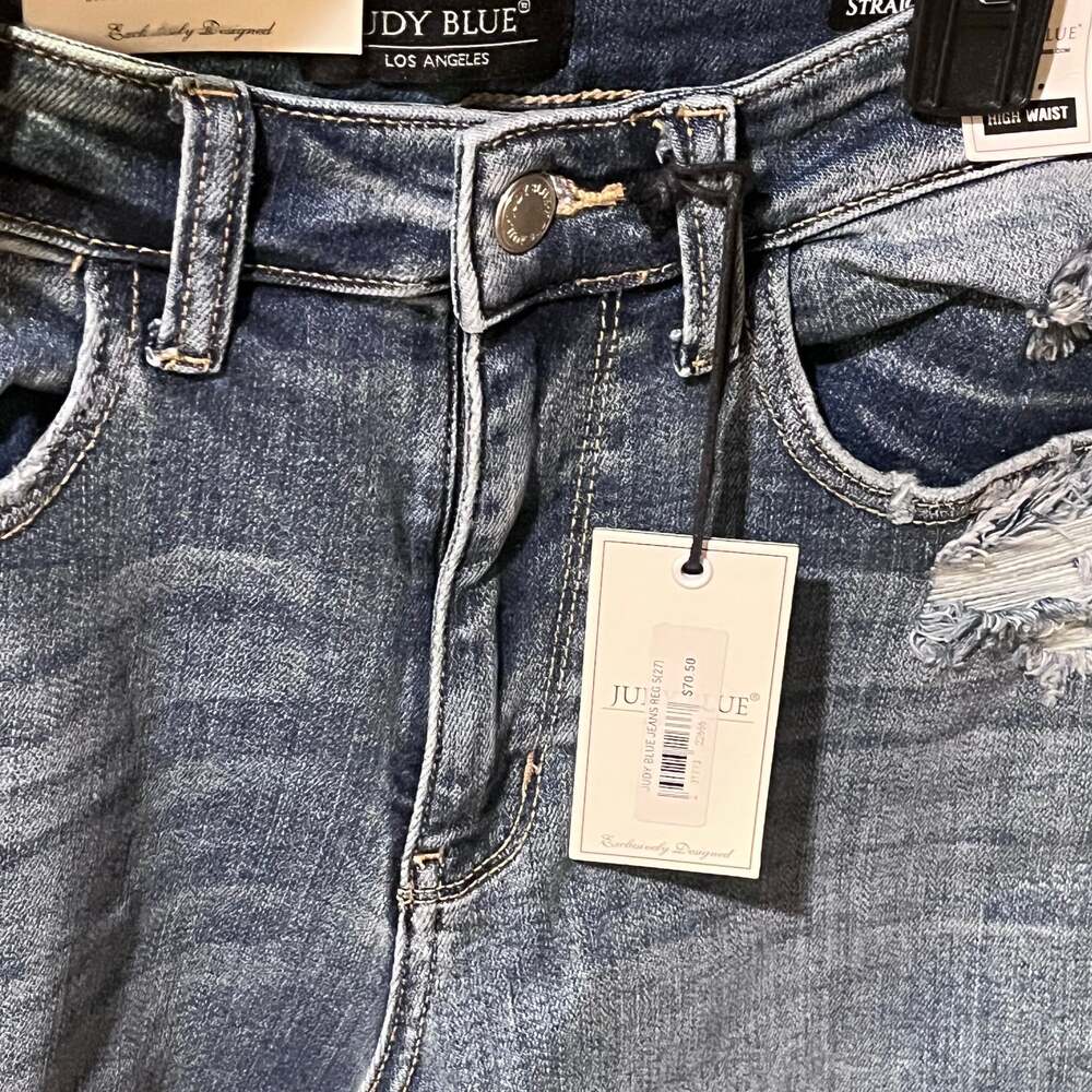 New With Tag Judy Blue Distressed hHigh Waisted Denim Jeans Size 5